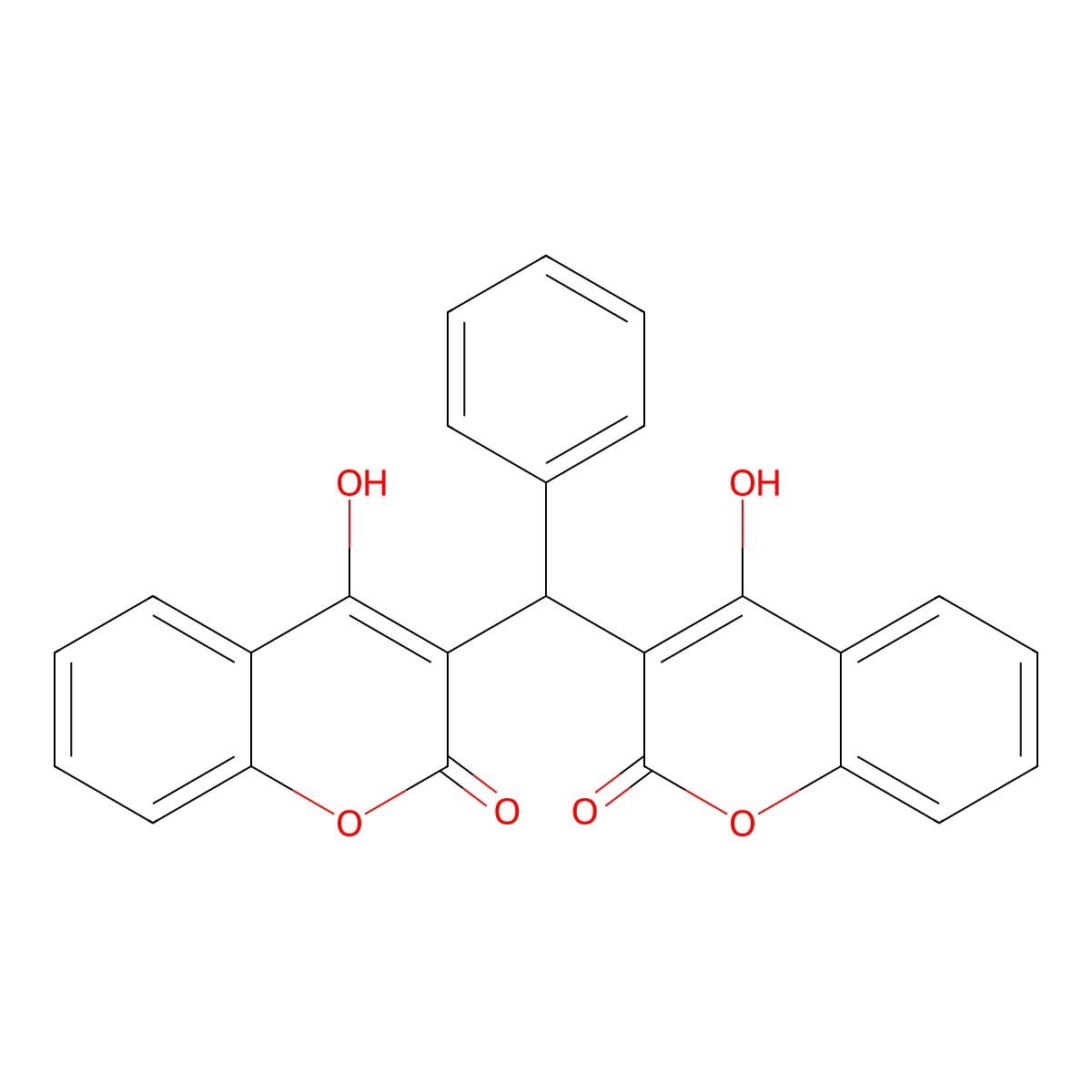 3,3'-Benzylidenebis(4-hydroxycoumarin) molecular structure, CAS 1821-19-8