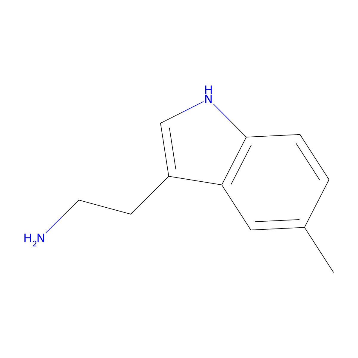 5-Methyltryptamine molecular structure, CAS 1821-47-2