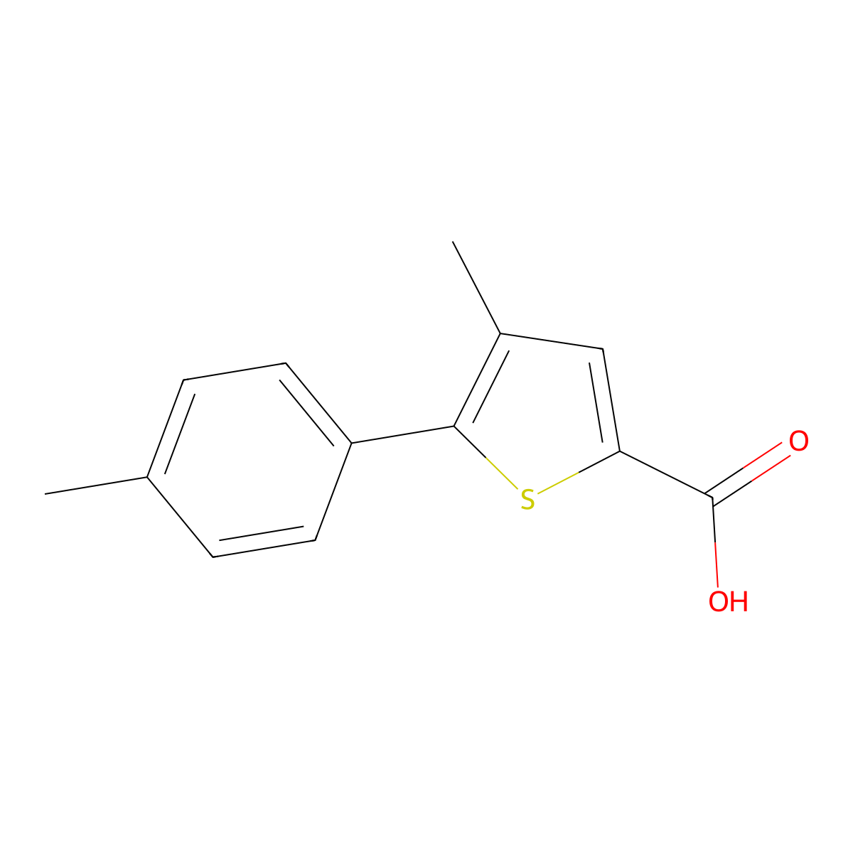4-Methyl-5-(4-methylphenyl)thiophene-2-carboxylic acid molecular structure, CAS 18210-38-3