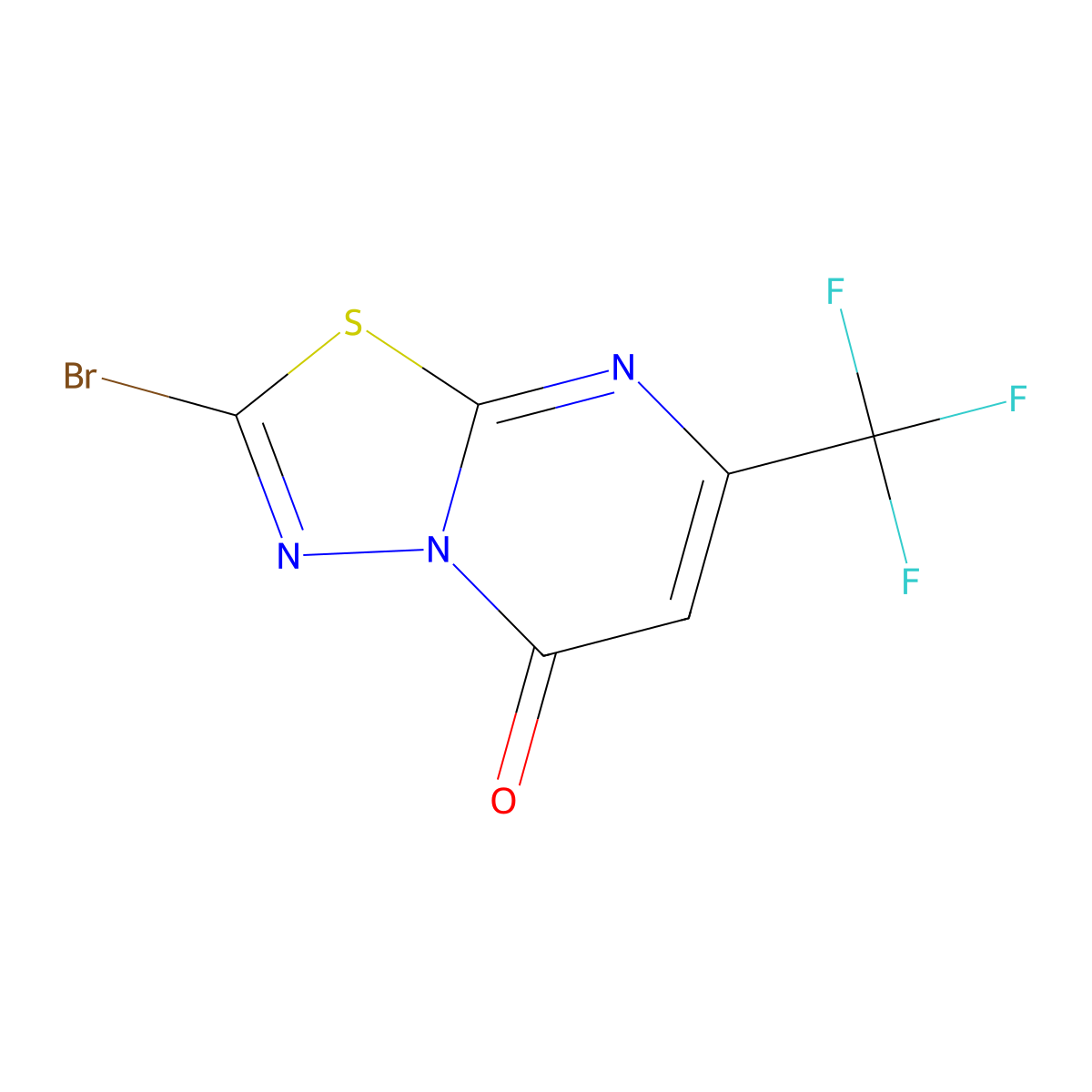 2-Bromo-7-(trifluoromethyl)-5H-[1,3,4]thiadiazolo[3,2-a]pyrimidin-5-one molecular structure, CAS 1821016-40-3