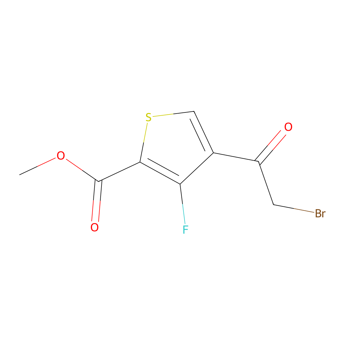 Methyl 4-(2-bromoacetyl)-3-fluorothiophene-2-carboxylate molecular structure, CAS 1821027-57-9