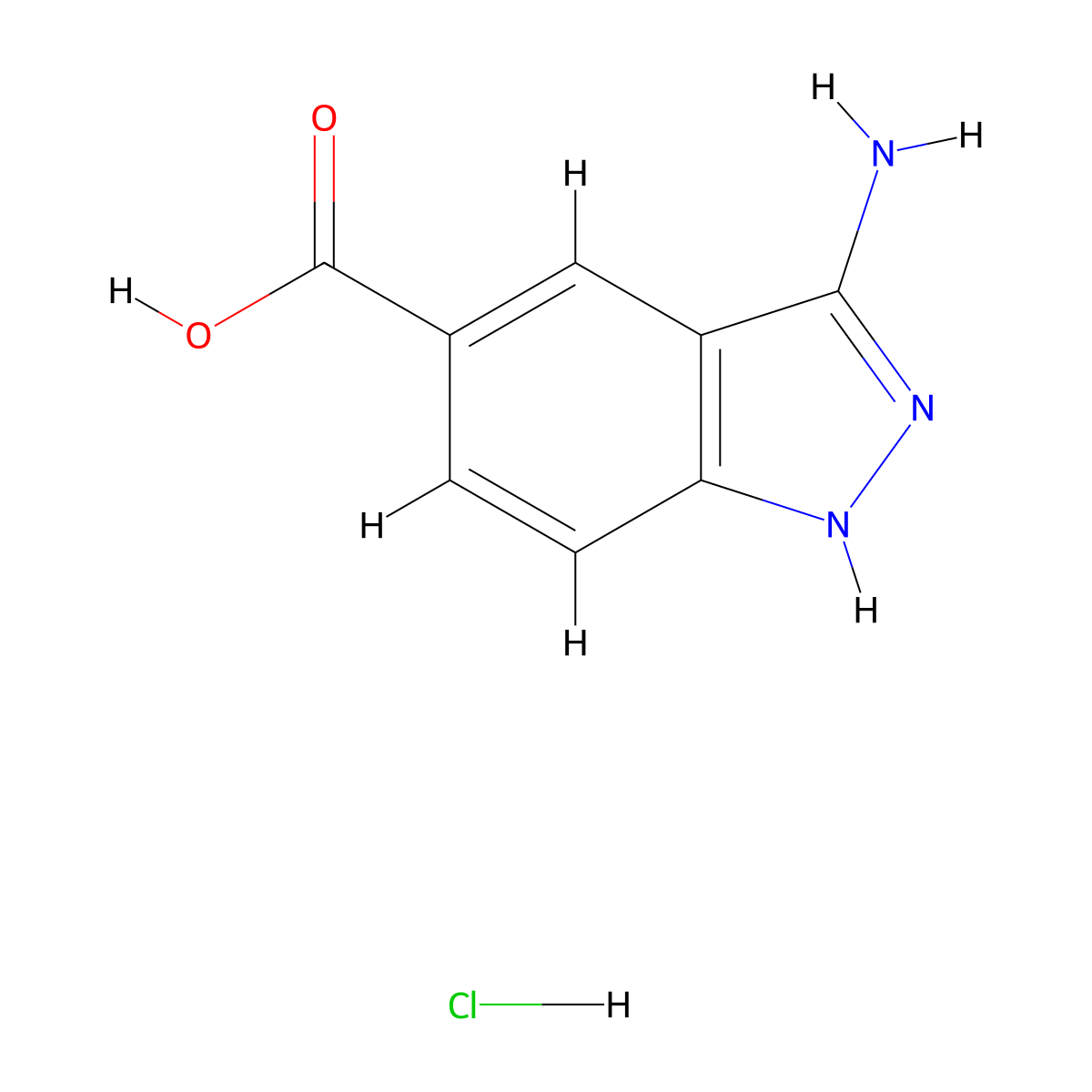 3-amino-1H-indazole-5-carboxylic acid hydrochloride molecular structure, CAS 1821028-49-2