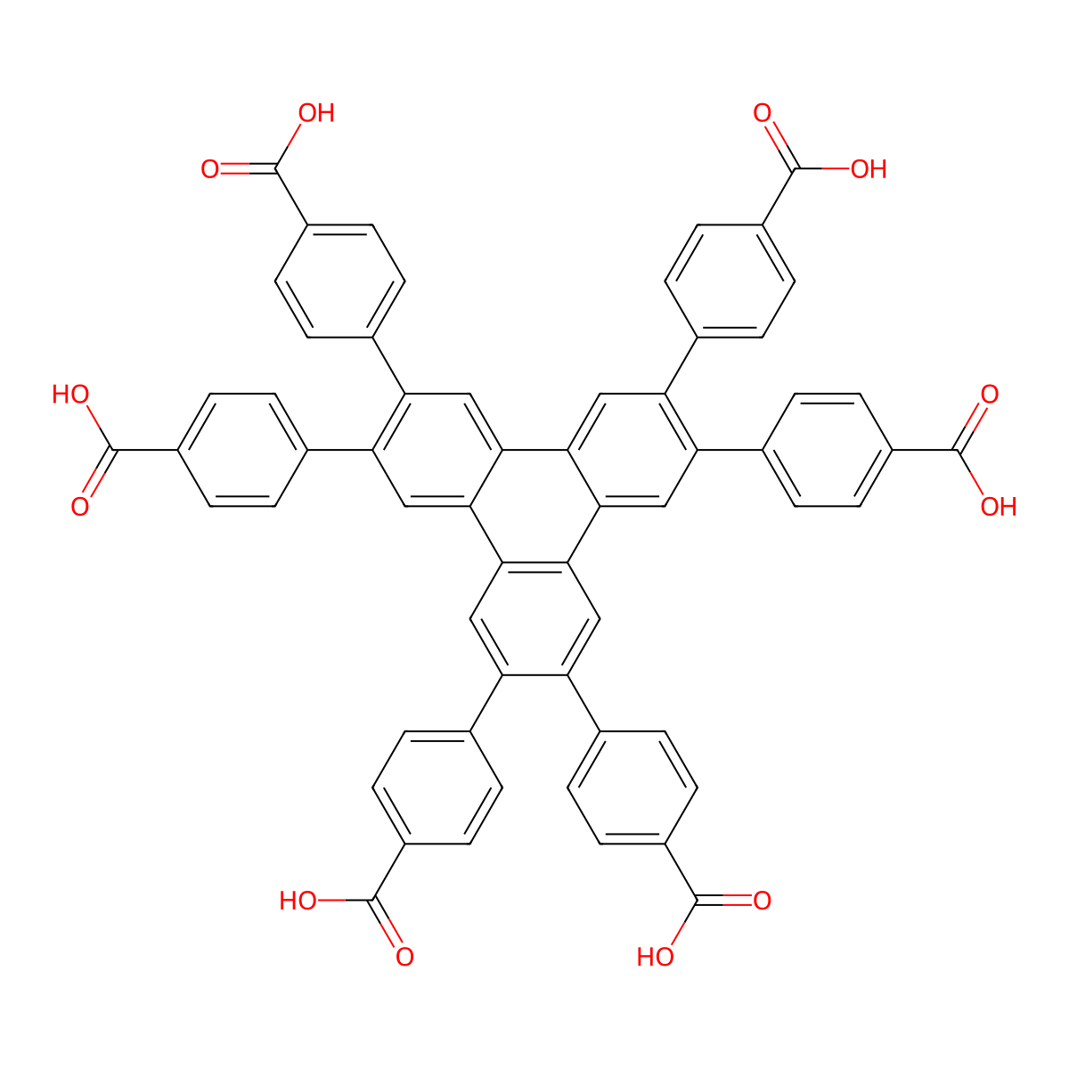 4,4',4'',4''',4'''',4'''''-(Triphenylene-2,3,6,7,10,11-hexayl)hexabenzoic acid molecular structure, CAS 1821122-35-3