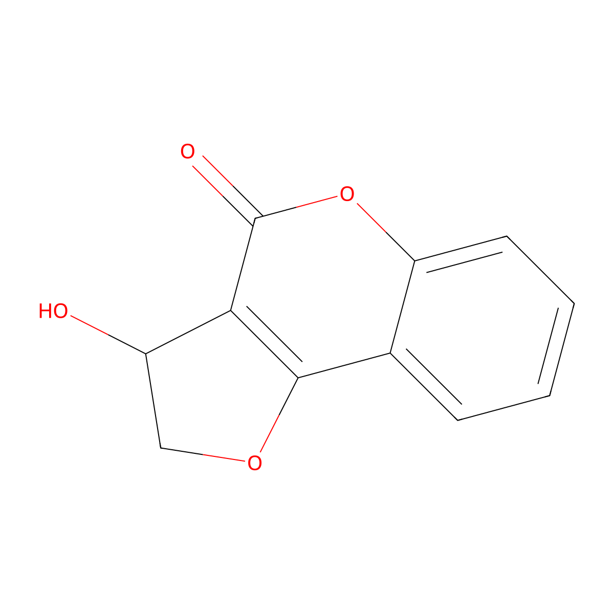 3-hydroxy-2,3-dihydro-4H-furo[3,2-c]chromen-4-one molecular structure, CAS 182115-55-5