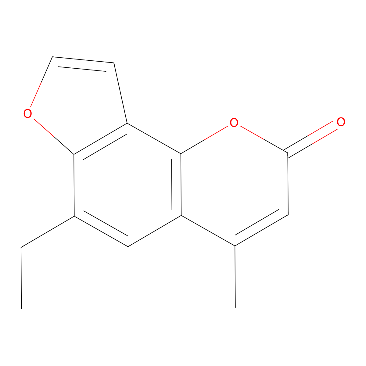 6-Ethyl-4-methyl-2H-furo(2,3-h)-1-benzopyran-2-one molecular structure, CAS 182115-56-6