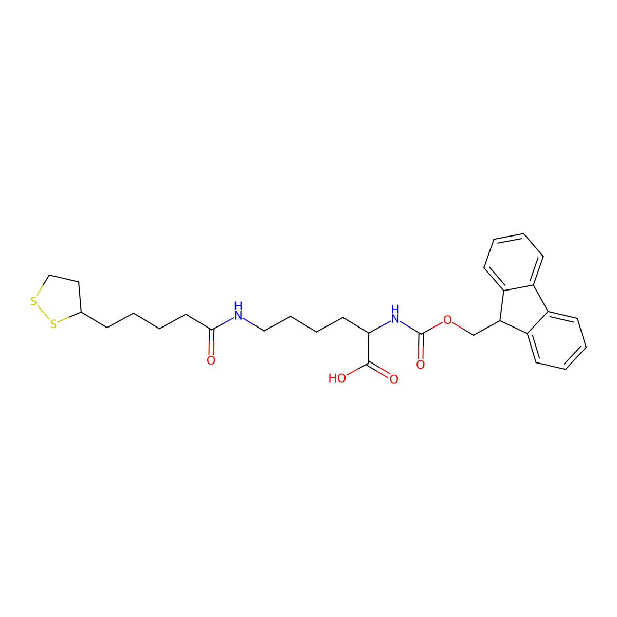 (2S)-6-[5-[(3R)-dithiolan-3-yl]pentanoylamino]-2-(9H-fluoren-9-ylmethoxycarbonylamino)hexanoic acid molecular structure, CAS 1821162-29-1