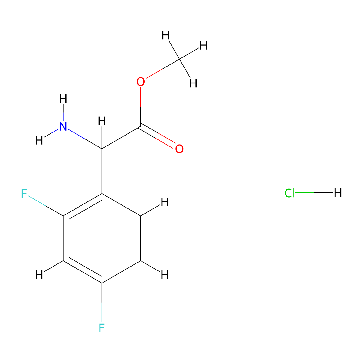 Methyl 2-amino-2-(2,4-difluorophenyl)acetate hydrochloride molecular structure, CAS 1821174-65-5