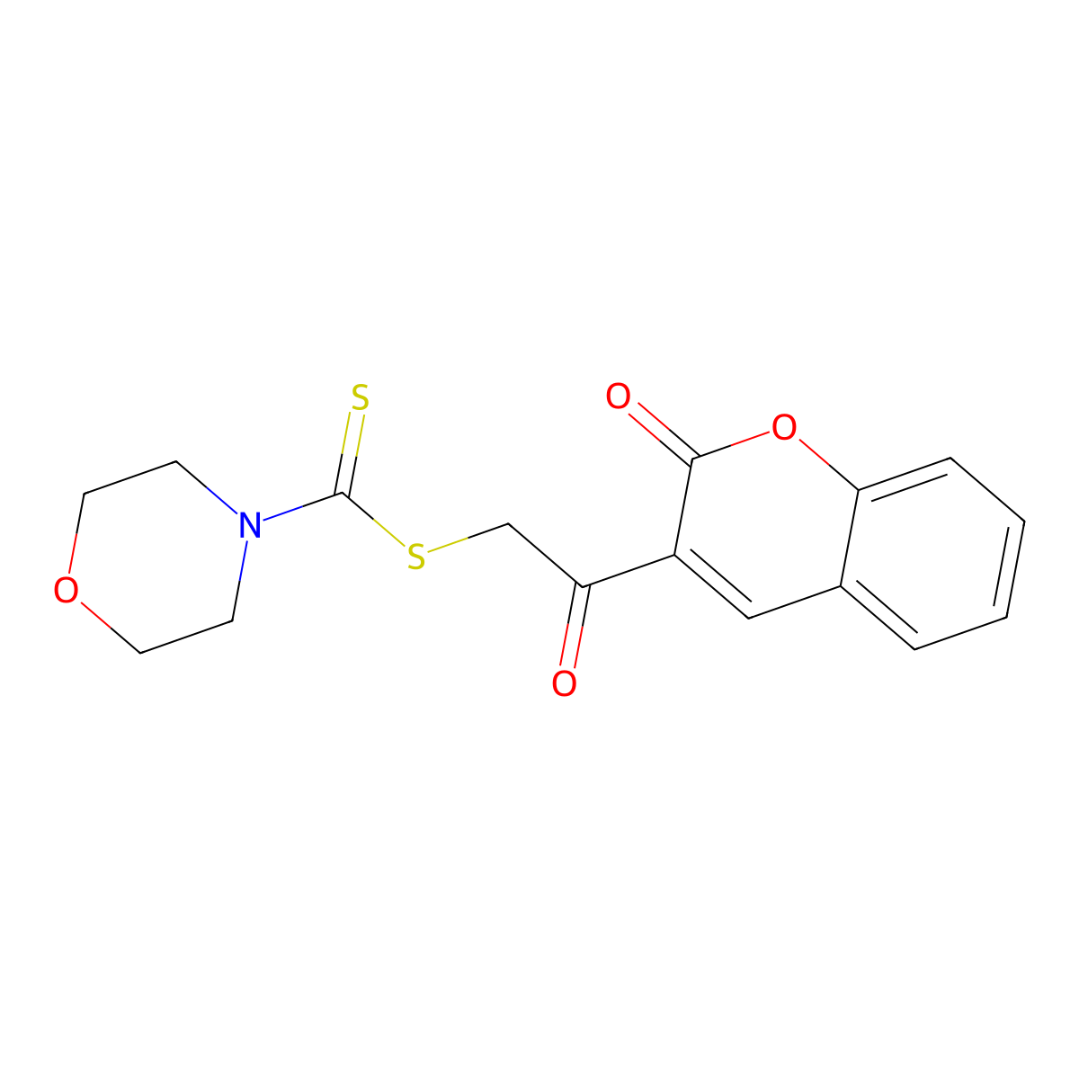 2-oxo-2-(2-oxo-2H-chromen-3-yl)ethyl morpholine-4-carbodithioate molecular structure, CAS 182119-04-6