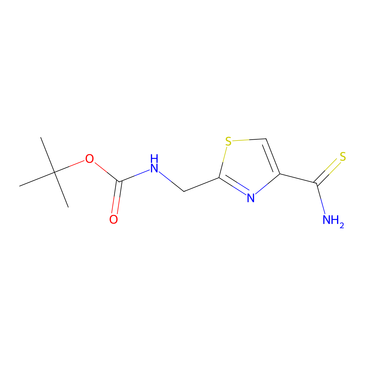 1,1-Dimethylethyl N-[[4-(aminothioxomethyl)-2-thiazolyl]methyl]carbamate molecular structure, CAS 182120-83-8