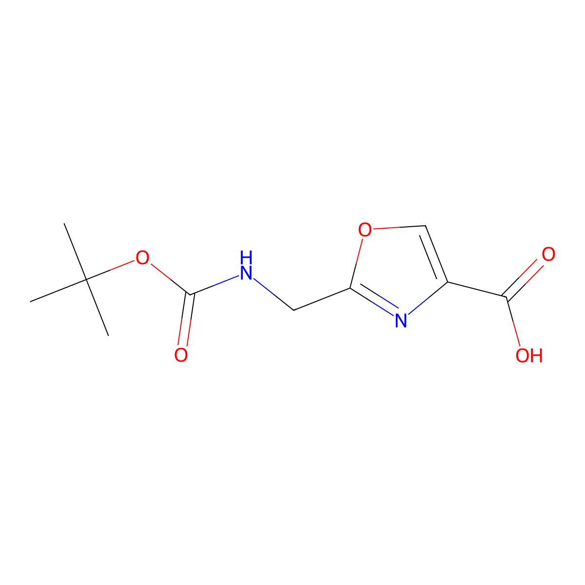 2-({[(Tert-butoxy)carbonyl]amino}methyl)-1,3-oxazole-4-carboxylic acid molecular structure, CAS 182120-90-7