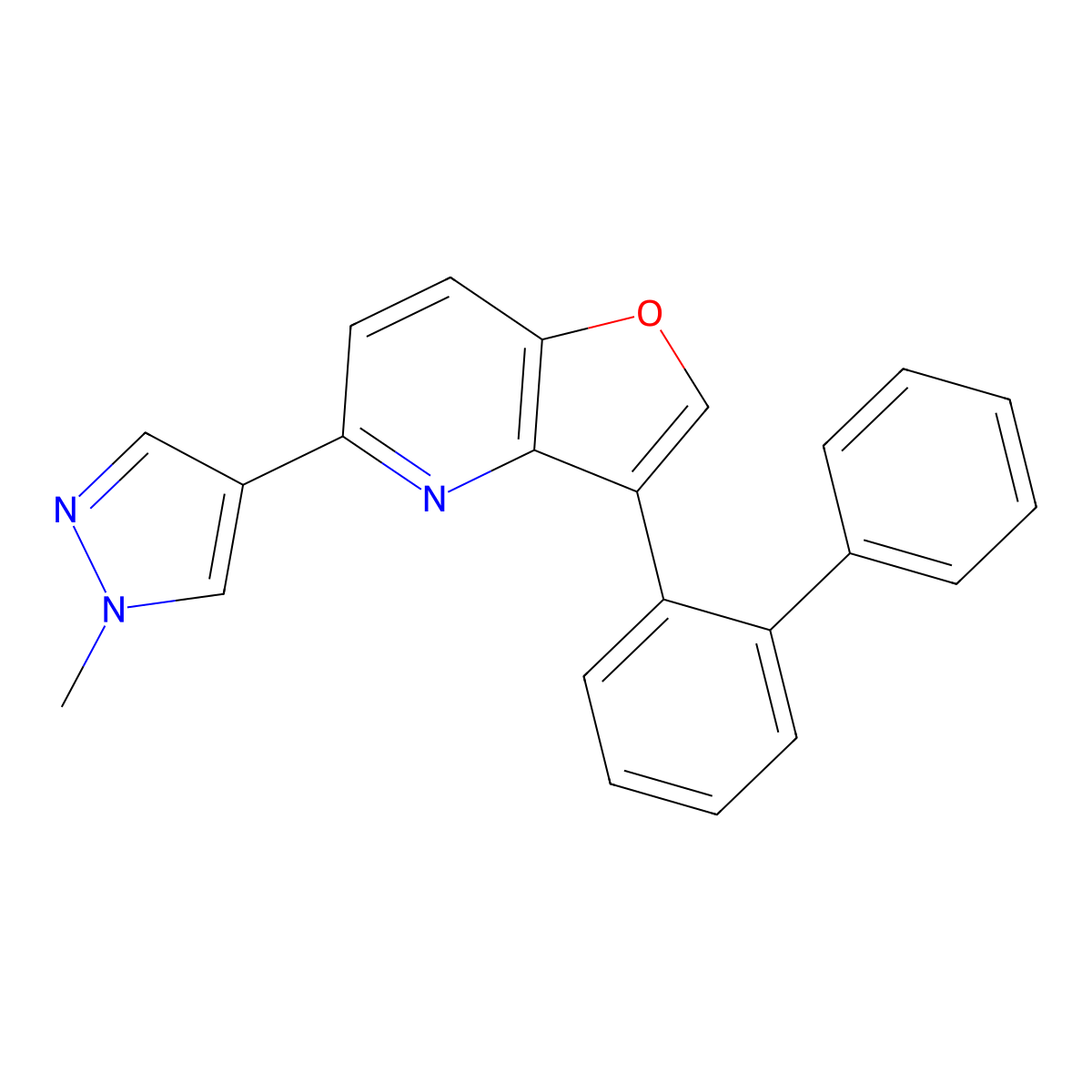3-([1,1'-Biphenyl]-2-yl)-5-(1-methyl-1H-pyrazol-4-yl)furo[3,2-b]pyridine molecular structure, CAS 1821205-76-8