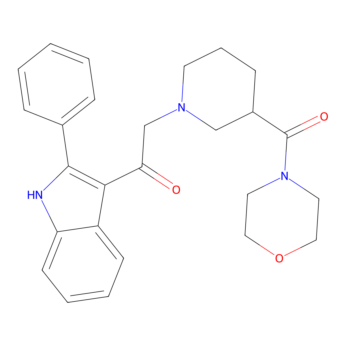 2-[3-(morpholine-4-carbonyl)piperidin-1-yl]-1-(2-phenyl-1H-indol-3-yl)ethan-1-one molecular structure, CAS 1821213-27-7