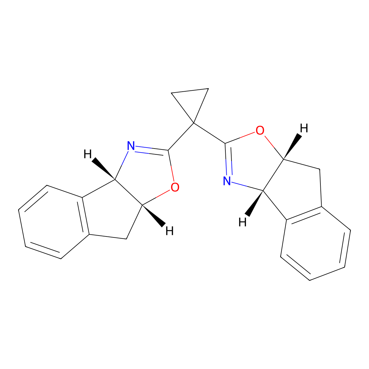 (3aS,3a'S,8aR,8a'R)-2,2'-(Cyclopropane-1,1-diyl)bis(8,8a-dihydro-3aH-indeno[1,2-d]oxazole) molecular structure, CAS 182122-08-3