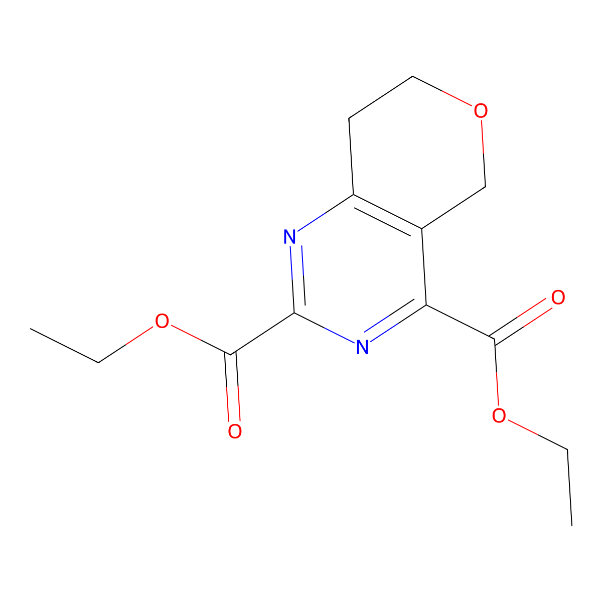 Diethyl 7,8-dihydro-5H-pyrano[4,3-d]pyrimidine-2,4-dicarboxylate molecular structure, CAS 1821223-60-2