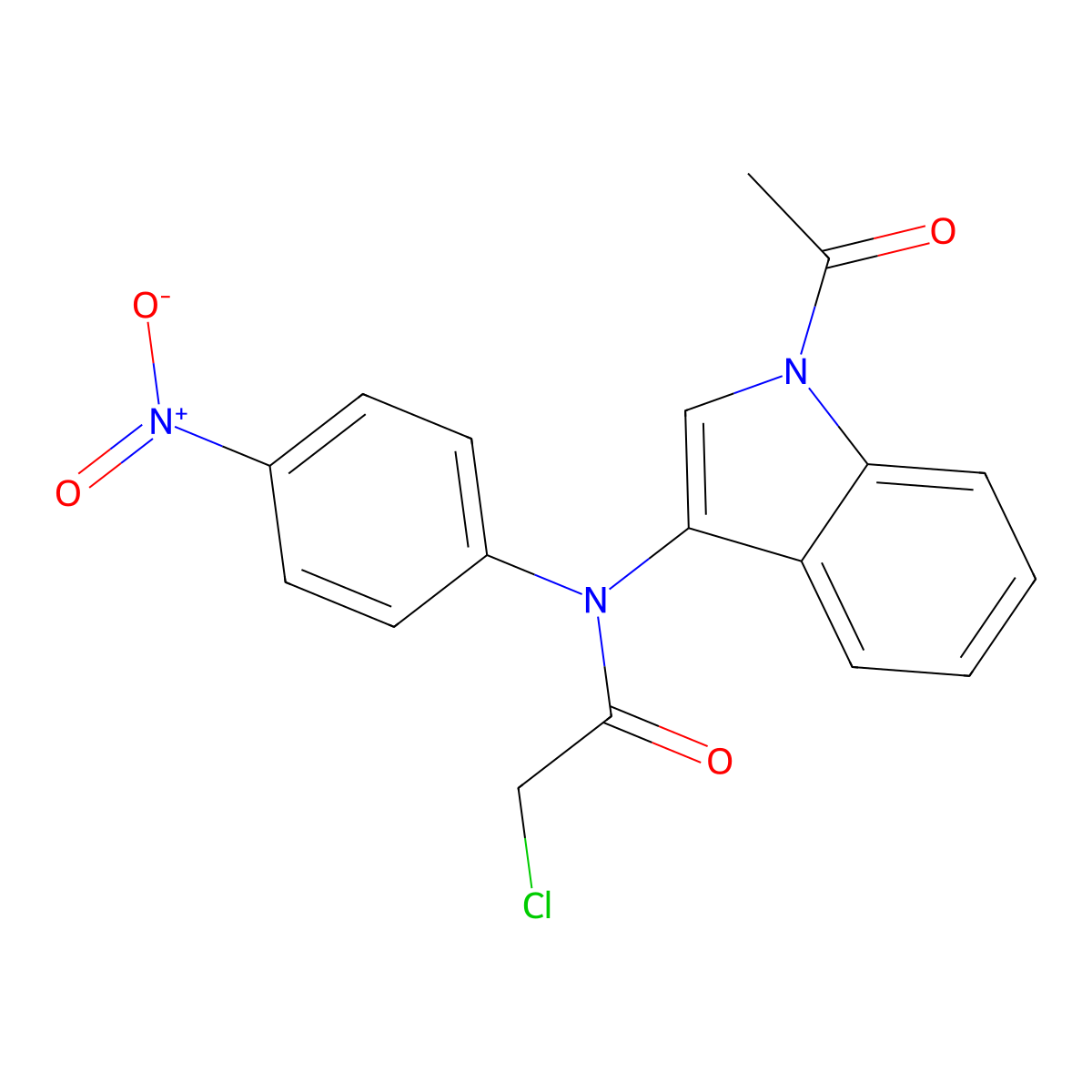 N-(1-acetylindol-3-yl)-2-chloro-N-(4-nitrophenyl)acetamide molecular structure, CAS 182123-28-0