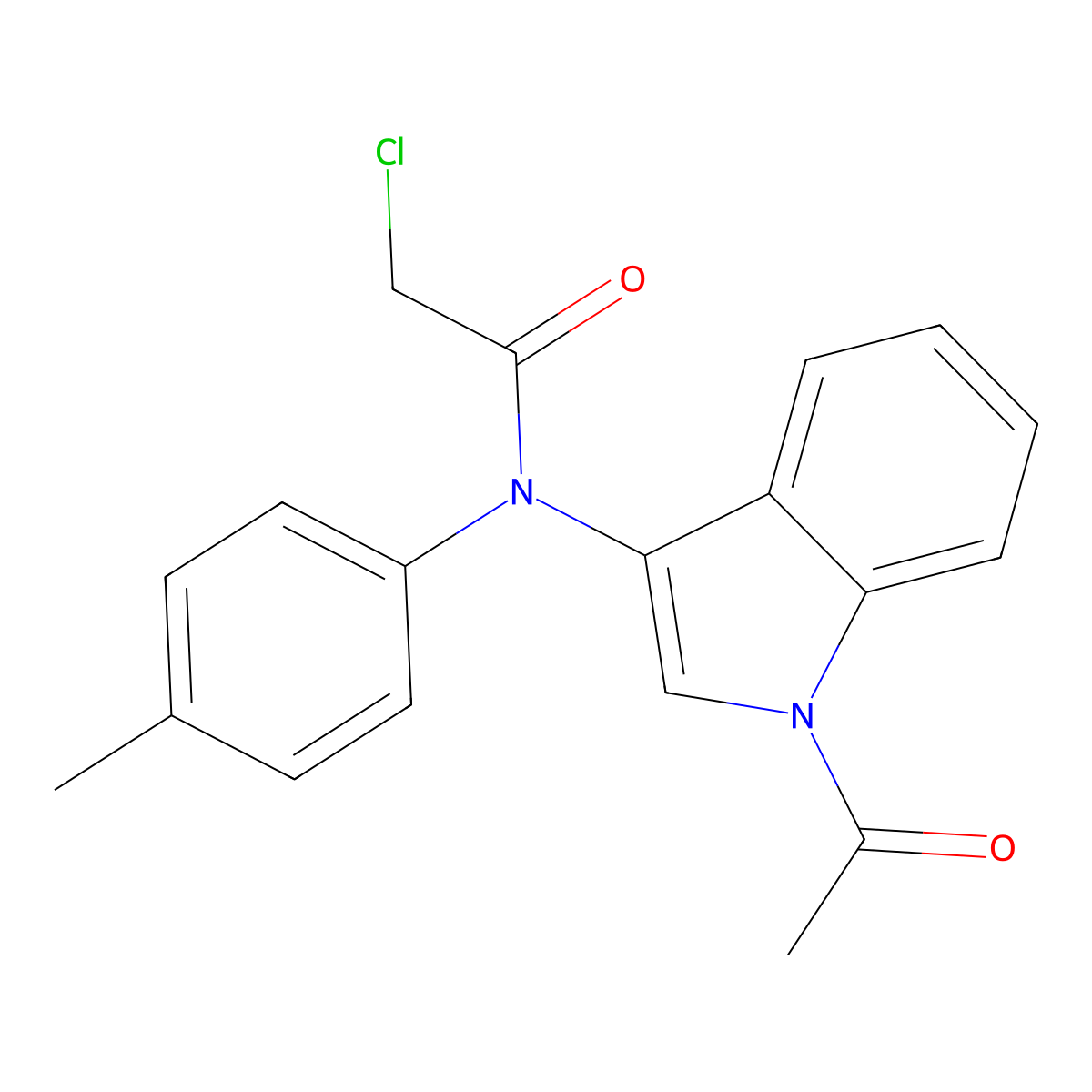 N-(1-acetylindol-3-yl)-2-chloro-N-(4-methylphenyl)acetamide molecular structure, CAS 182123-30-4