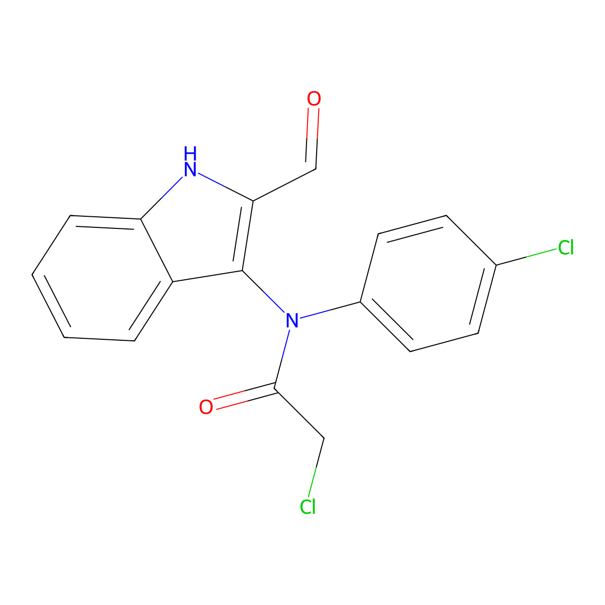 2-chloro-N-(4-chlorophenyl)-N-(2-formyl-1H-indol-3-yl)acetamide molecular structure, CAS 182123-52-0