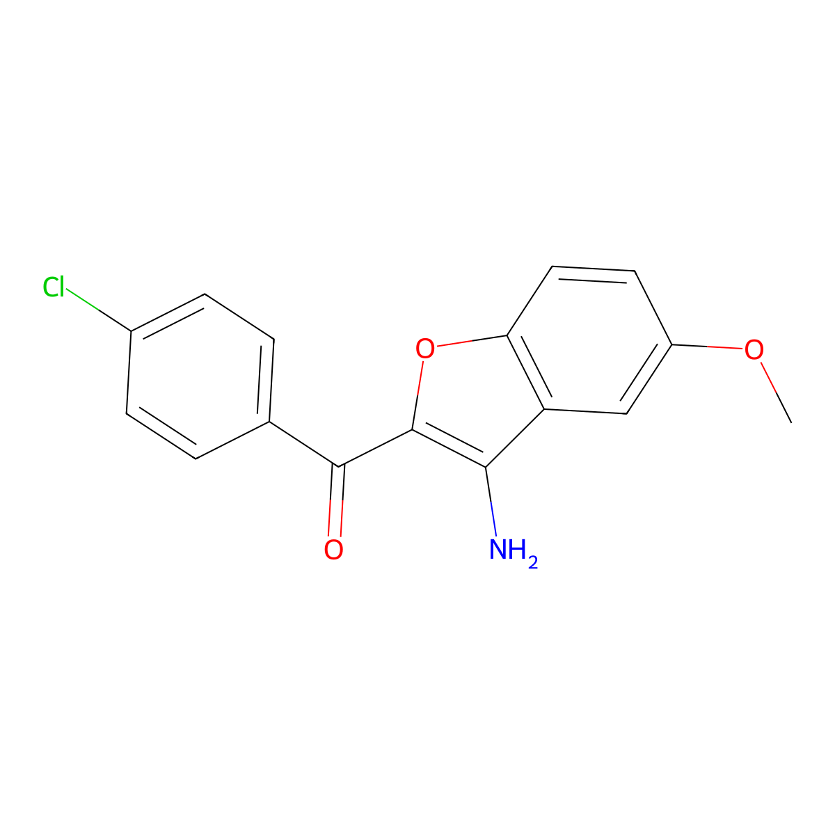 Methanone, (3-amino-5-methoxy-2-benzofuranyl)(4-chlorophenyl)- molecular structure, CAS 182124-38-5