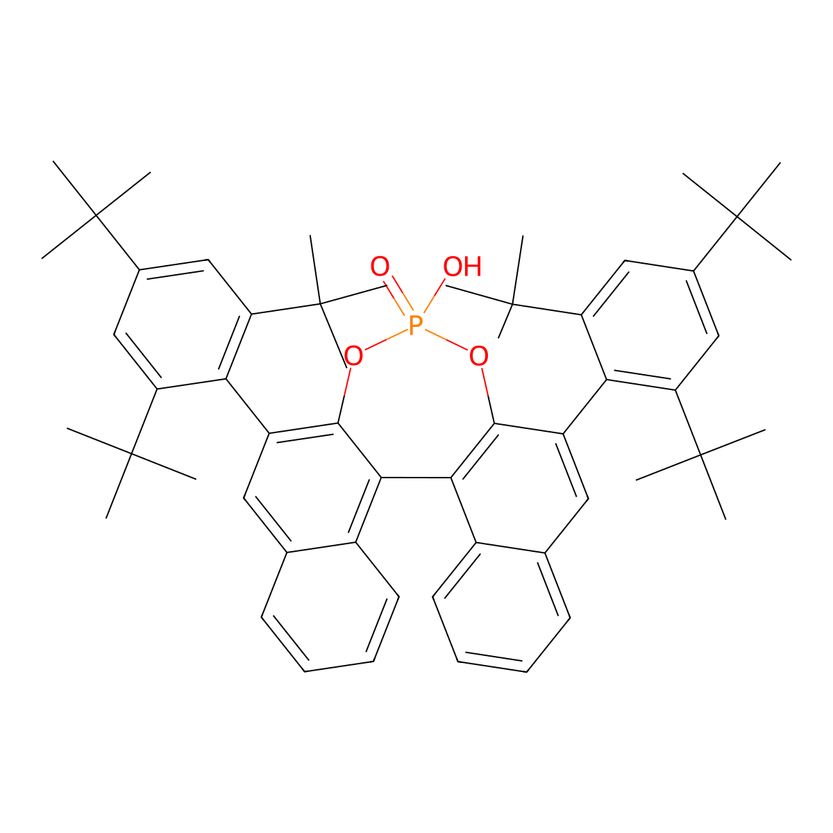 (R)-4-Hydroxy-2,6-bis(2,4,6-tri-tert-butylphenyl)dinaphtho[2,1-d:1',2'-f][1,3,2]dioxaphosphepine 4-oxide molecular structure, CAS 1821241-72-8