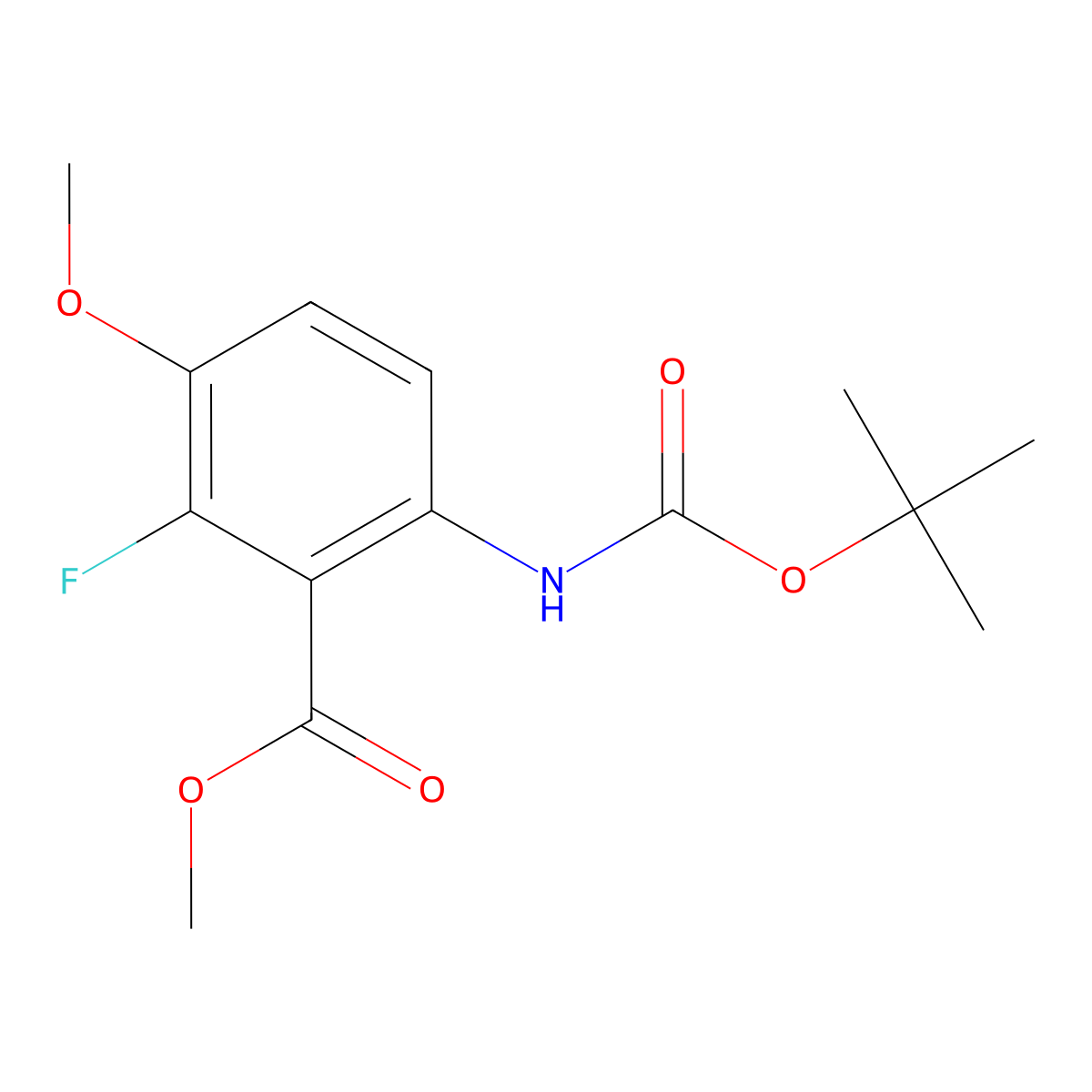 Methyl 6-(tert-butoxycarbonylamino)-2-fluoro-3-methoxy-benzoate molecular structure, CAS 1821247-94-2