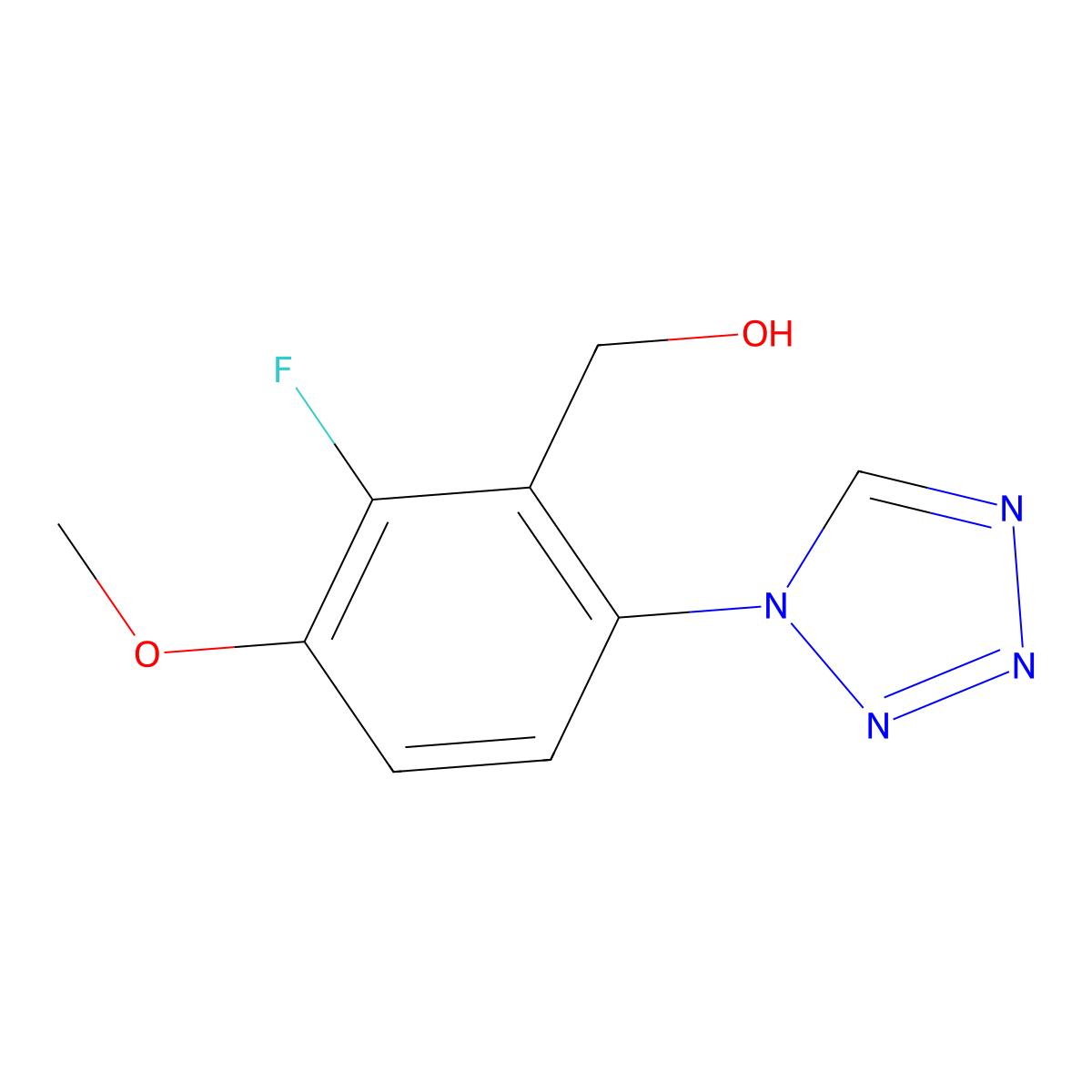 2-Fluoro-3-methoxy-6-(1H-tetrazol-1-yl)benzenemethanol molecular structure, CAS 1821247-98-6
