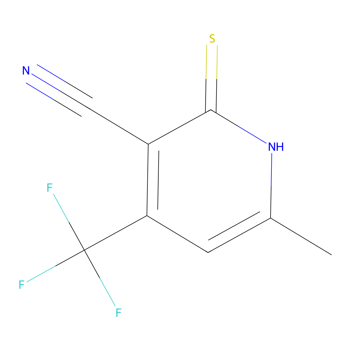6-Methyl-2-sulfanyl-4-(trifluoromethyl)pyridine-3-carbonitrile molecular structure, CAS 182127-92-0