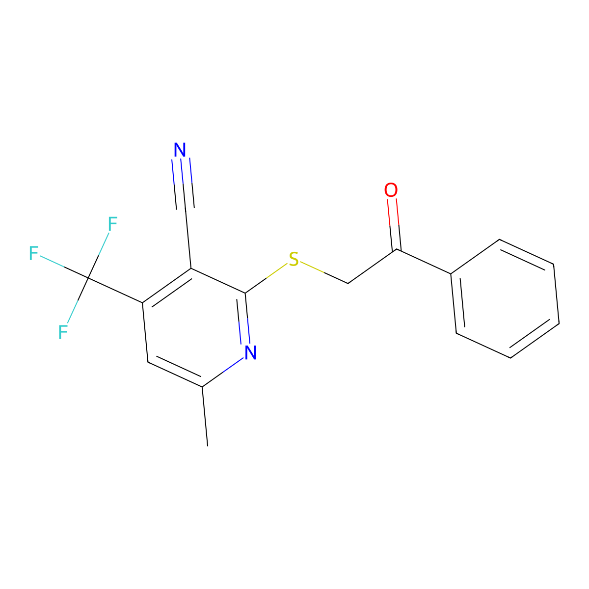 6-Methyl-2-((2-oxo-2-phenylethyl)sulfanyl)-4-(trifluoromethyl)pyridine-3-carbonitrile molecular structure, CAS 182127-95-3