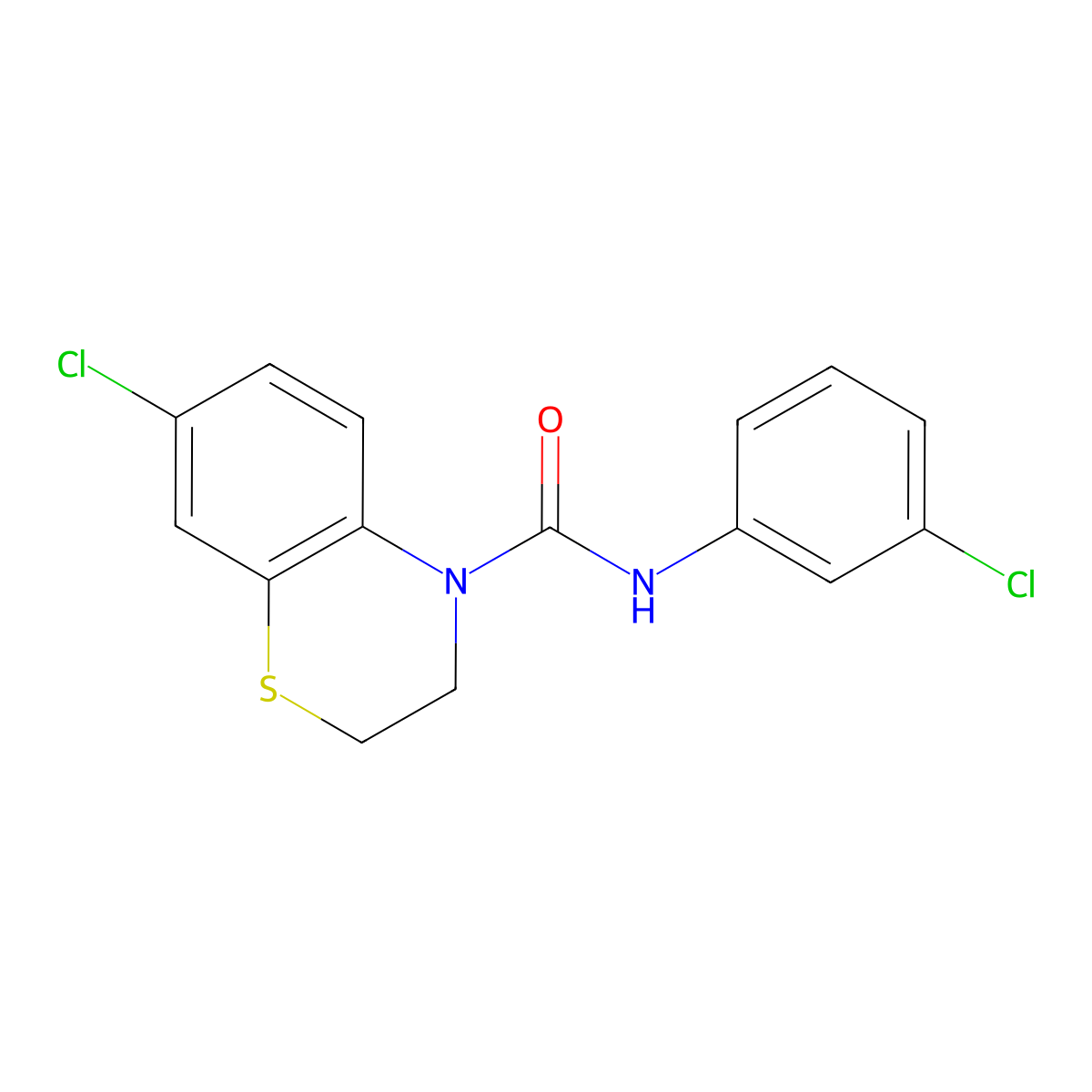 7-chloro-N-(3-chlorophenyl)-2,3-dihydro-4H-1,4-benzothiazine-4-carboxamide molecular structure, CAS 182128-52-5