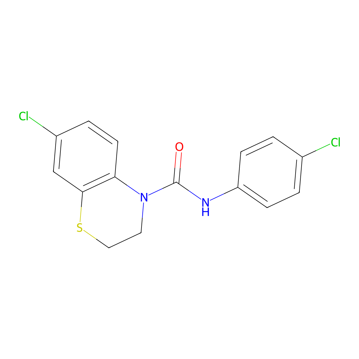 7-chloro-N-(4-chlorophenyl)-2,3-dihydro-4H-1,4-benzothiazine-4-carboxamide molecular structure, CAS 182128-53-6