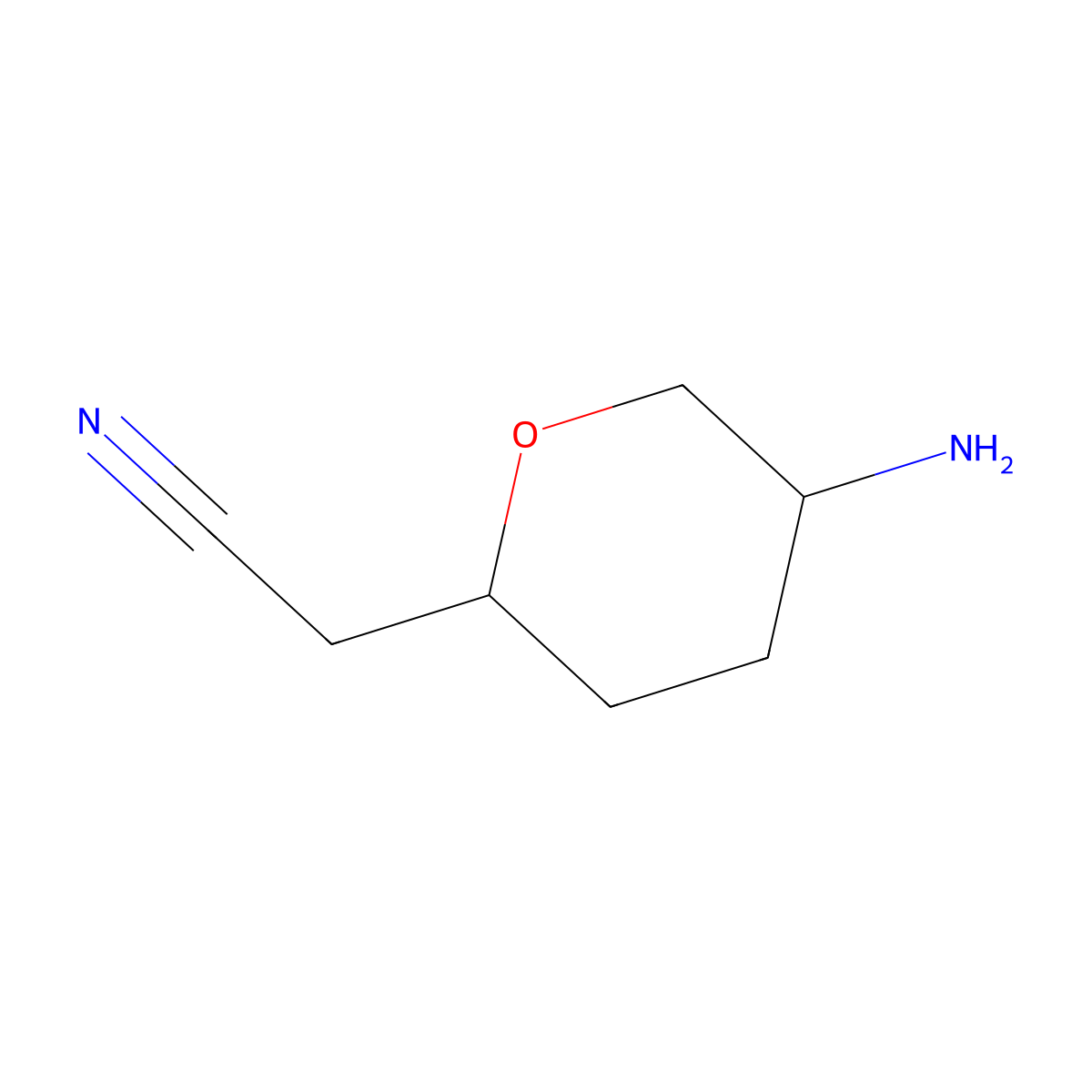 2-((2R,5S)-5-Aminotetrahydro-2H-pyran-2-yl)acetonitrile molecular structure, CAS 1821294-51-2