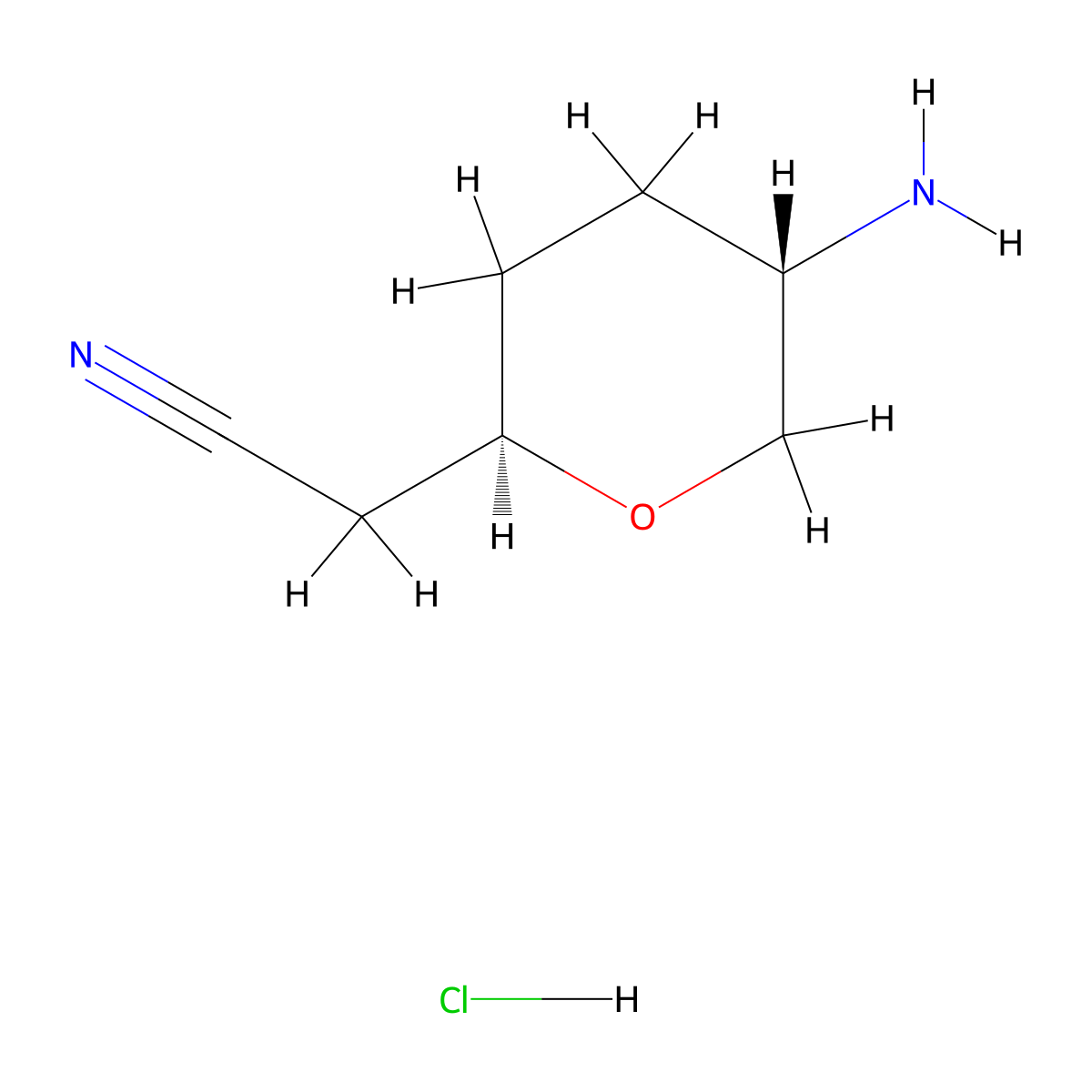 2-((2R,5S)-5-Aminotetrahydro-2H-pyran-2-yl)ethanenitrile hydrochloride molecular structure, CAS 1821294-52-3