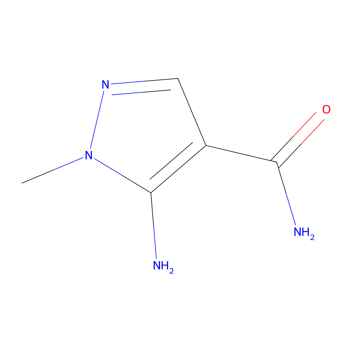5-amino-1-methyl-1H-pyrazole-4-carboxamide molecular structure, CAS 18213-75-7