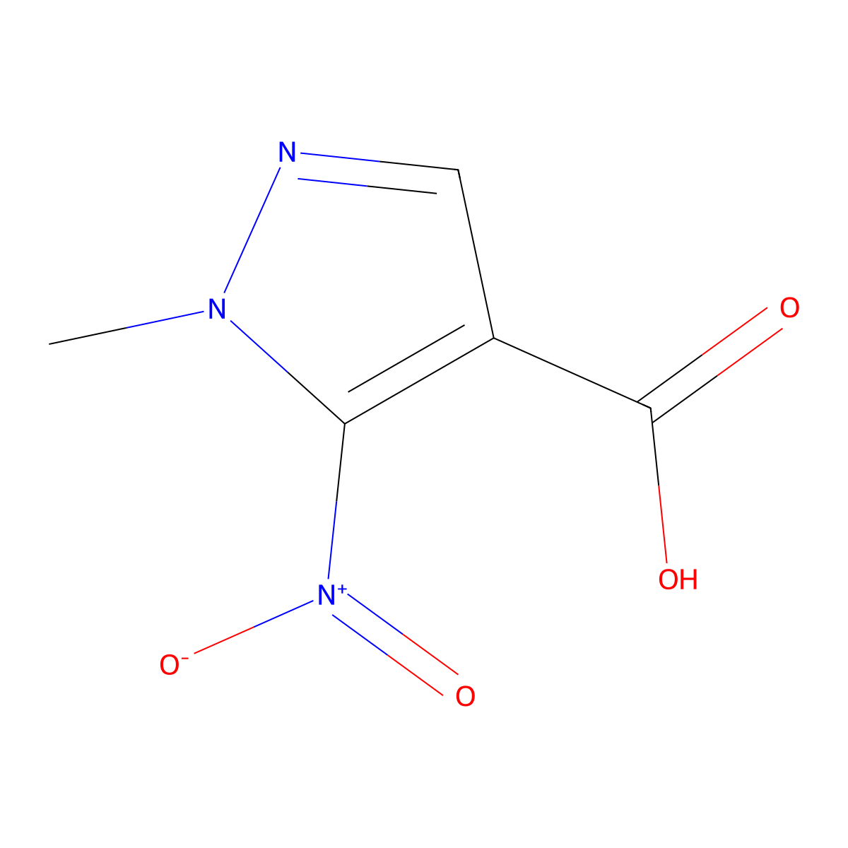 1-Methyl-5-nitro-1H-pyrazole-4-carboxylic acid molecular structure, CAS 18213-77-9