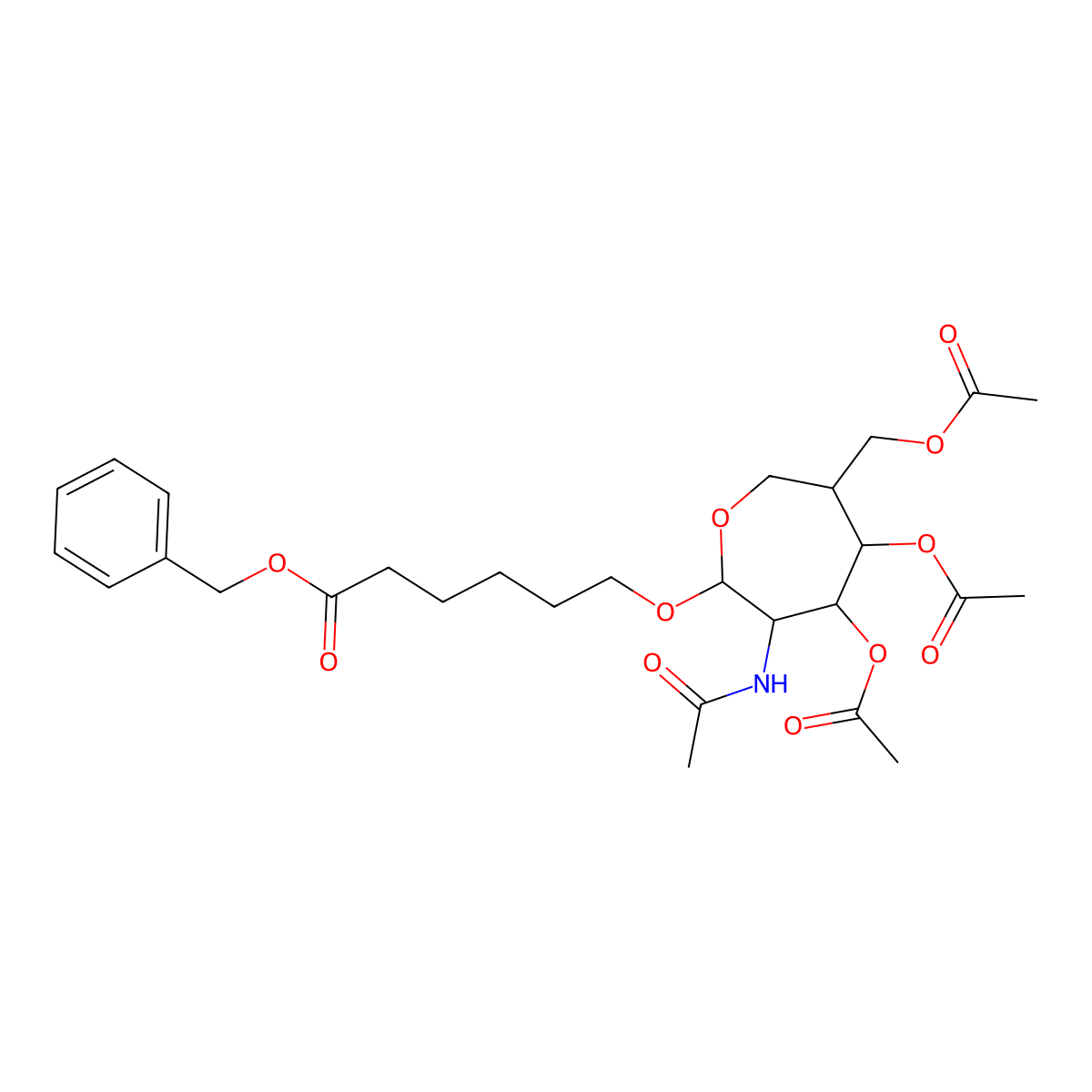 benzyl 6-{[(2R,3R,4R,5R,6R)-4,5-bis(acetyloxy)-6-[(acetyloxy)methyl]-3-acetamidooxepan-2-yl]oxy}hexanoate molecular structure, CAS 1821301-76-1