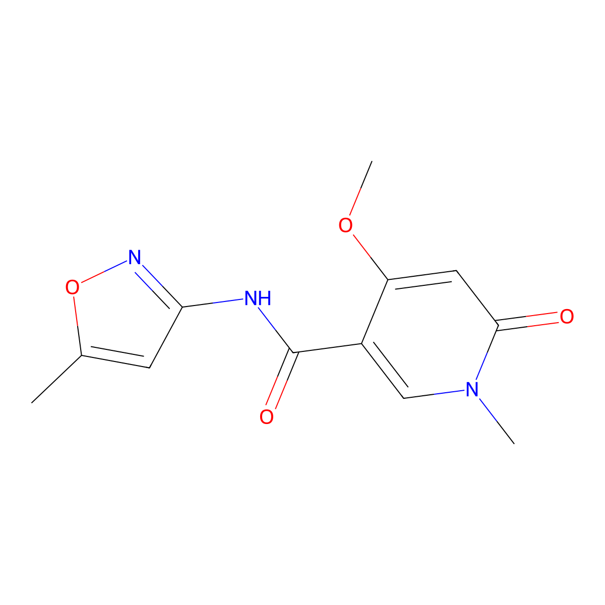 4-methoxy-1-methyl-N-(5-methylisoxazol-3-yl)-6-oxo-1,6-dihydropyridine-3-carboxamide molecular structure, CAS 1821309-69-6