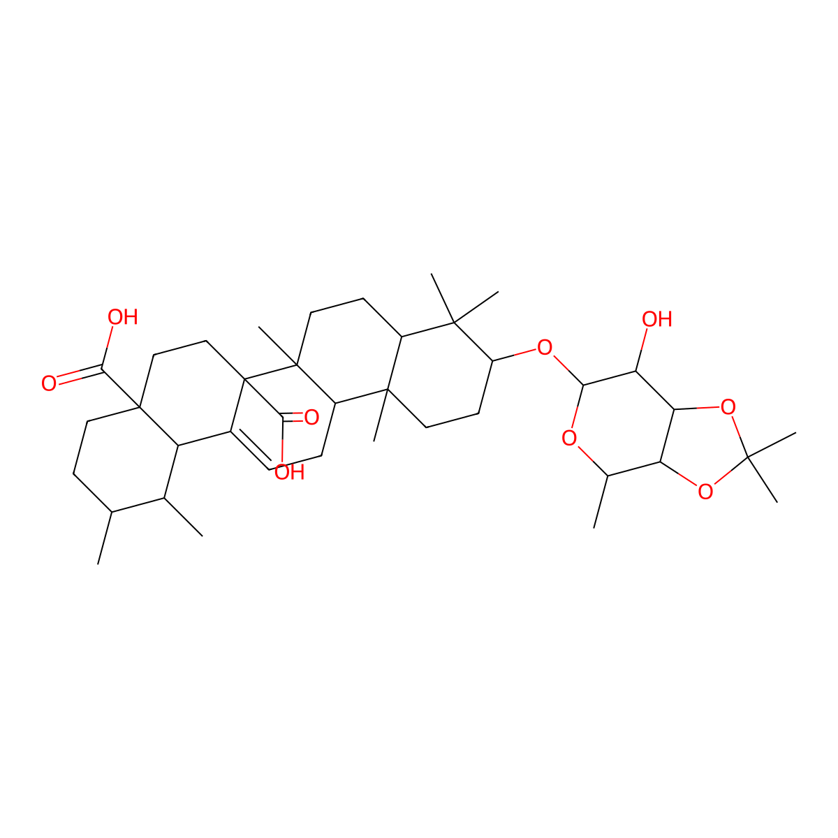 Quinovic acid 3-O-(3',4'-O-isopropylidene)-beta-D-fucopyranoside molecular structure, CAS 182132-59-8