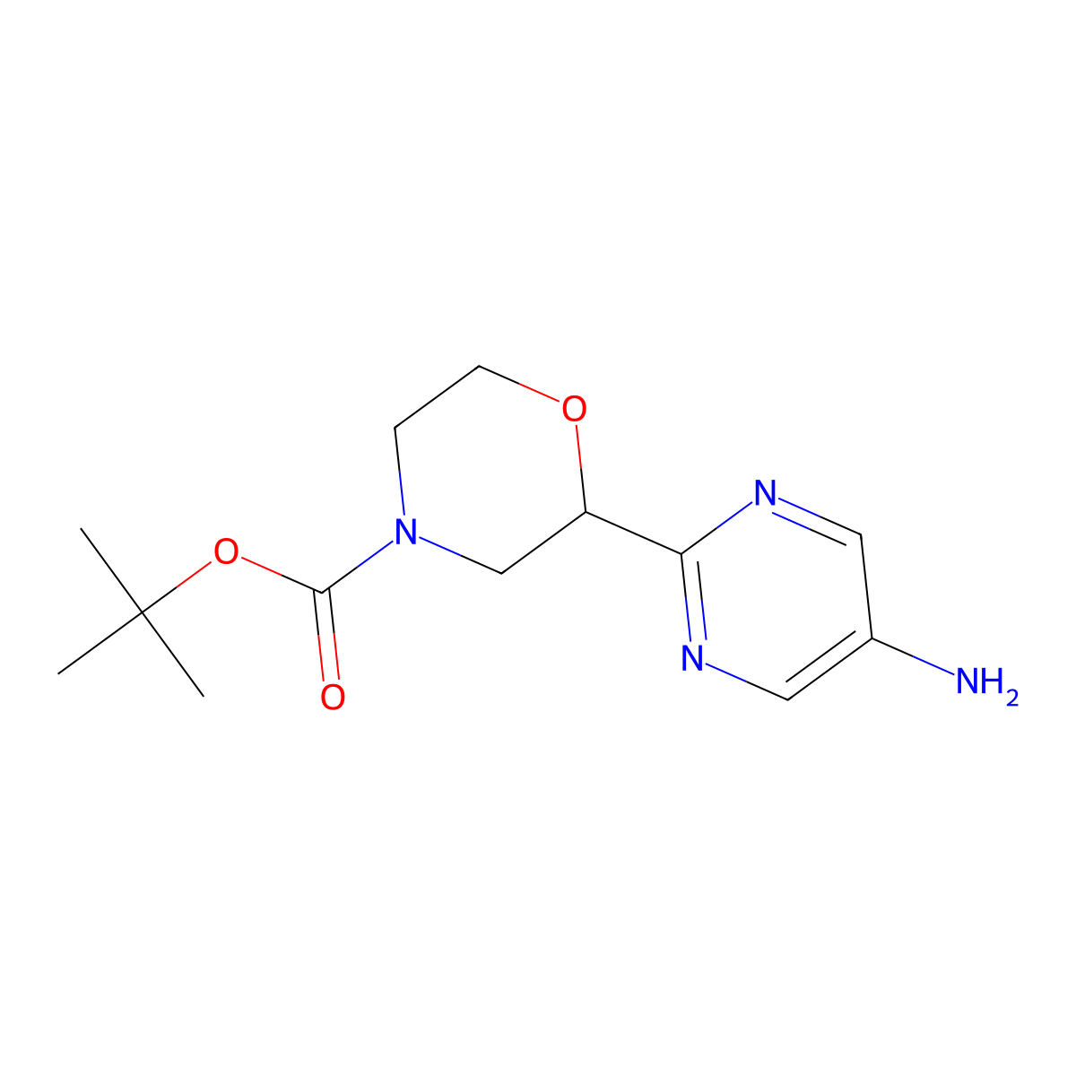 Tert-butyl 2-(5-aminopyrimidin-2-yl)morpholine-4-carboxylate molecular structure, CAS 1821324-57-5