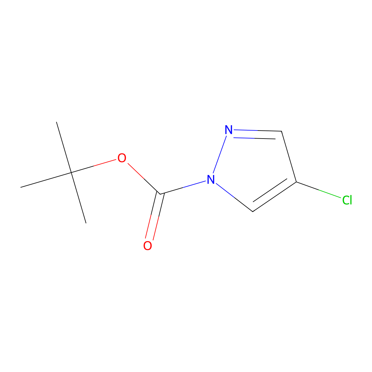 tert-butyl 4-chloro-1H-pyrazole-1-carboxylate molecular structure, CAS 1821332-22-2