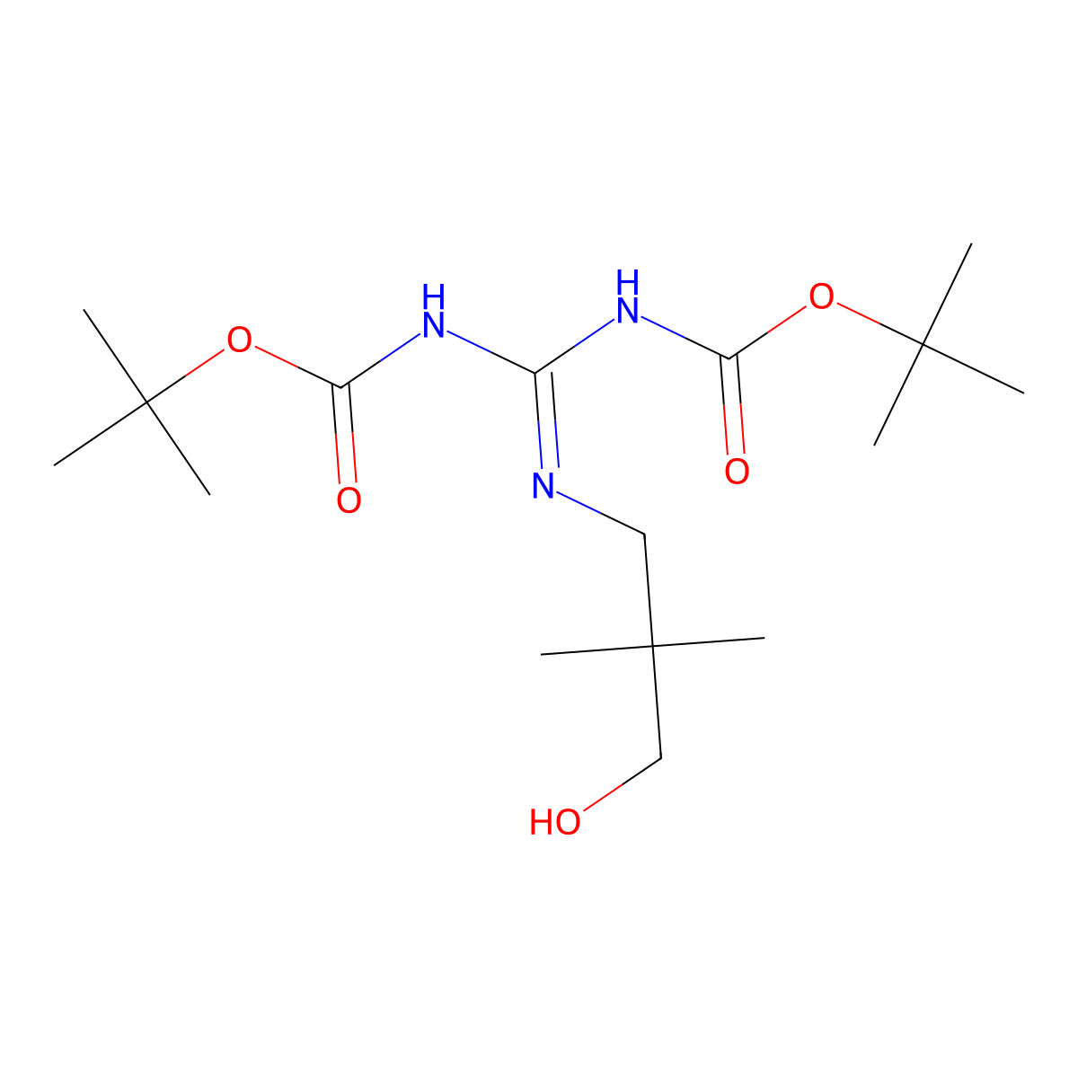 Tert-butyl N-[(tert-butoxycarbonylamino)-[(3-hydroxy-2,2-dimethyl-propyl)amino]methylene]carbamate molecular structure, CAS 1821346-21-7