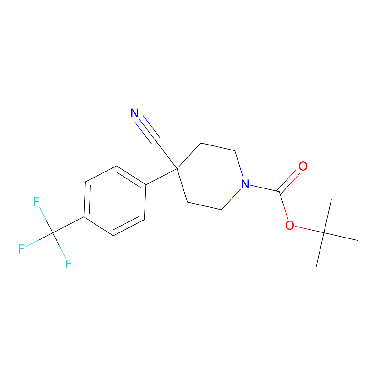 Tert-butyl 4-cyano-4-[4-(trifluoromethyl)phenyl]piperidine-1-carboxylate molecular structure, CAS 1821350-64-4