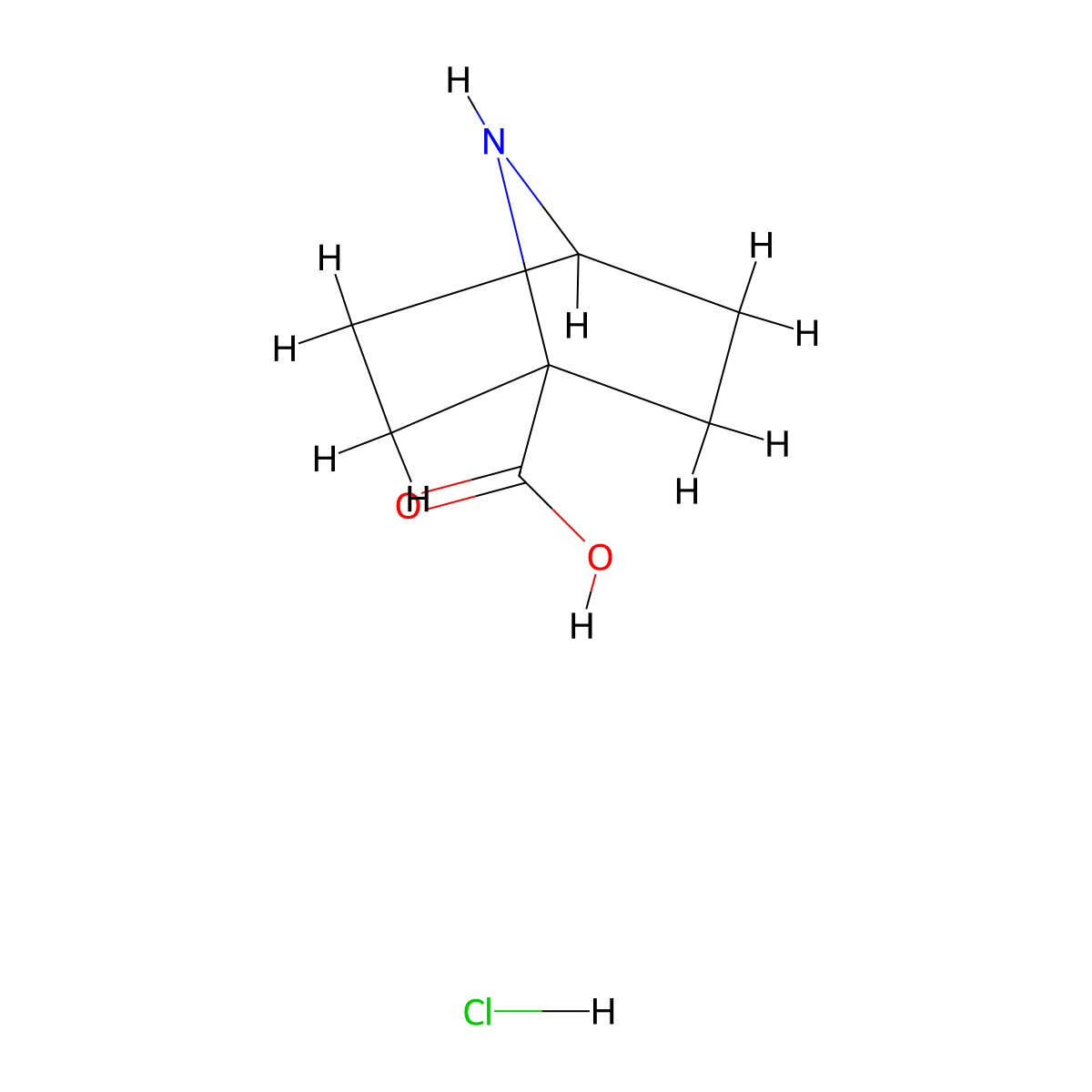 7-Azabicyclo(2.2.1)heptane-1-carboxylic acid hydrochloride molecular structure, CAS 182137-43-5
