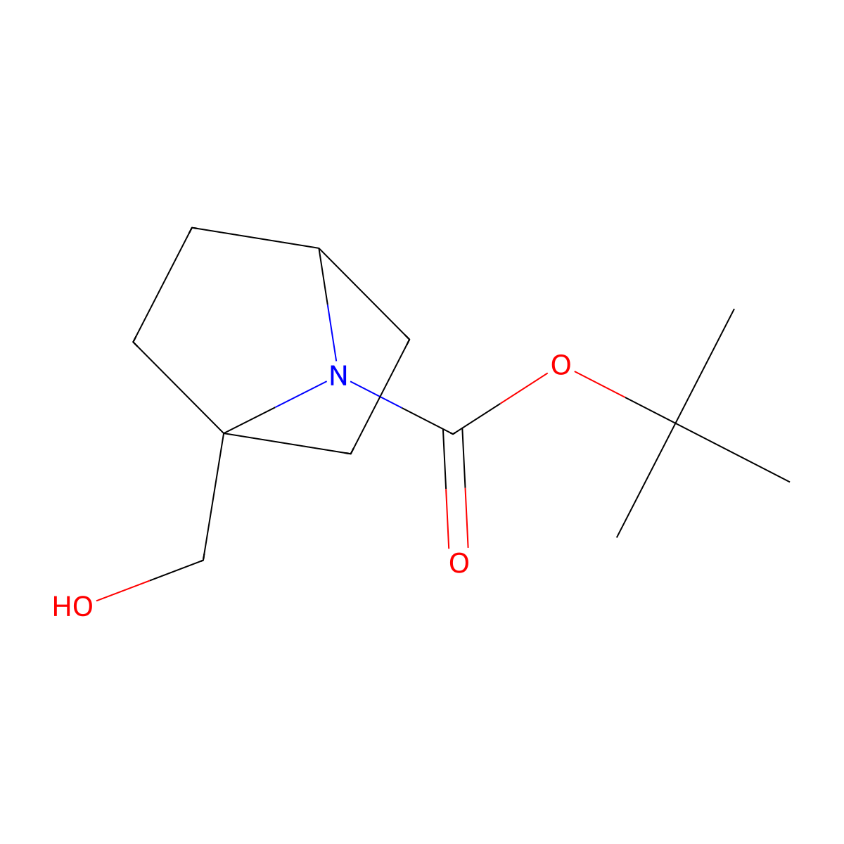 1,1-Dimethylethyl 1-(hydroxymethyl)-7-azabicyclo(2.2.1)heptane-7-carboxylate molecular structure, CAS 182137-57-1