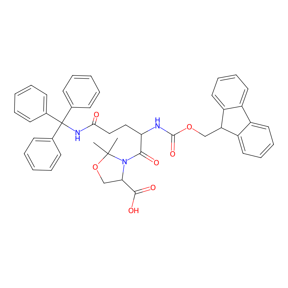 Fmoc-Gln(Trt)-Ser(Psi(Me,Me)pro)-OH molecular structure, CAS 1821378-64-6