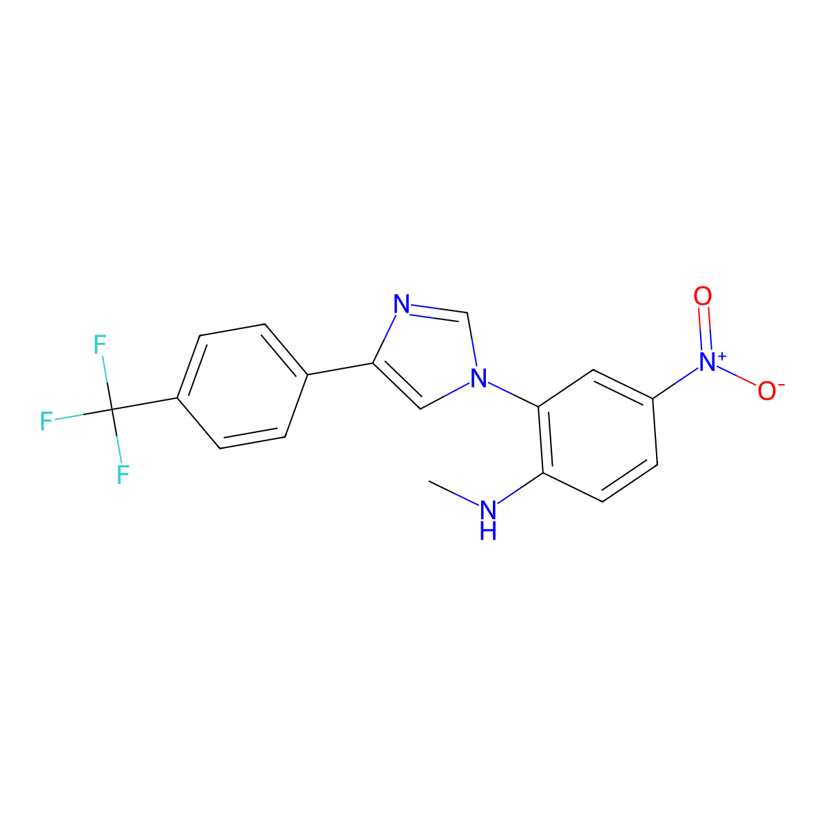 N-methyl-4-nitro-2-(4-(4-(trifluoromethyl)phenyl)-1H-imidazol-1-yl)aniline molecular structure, CAS 1821387-73-8