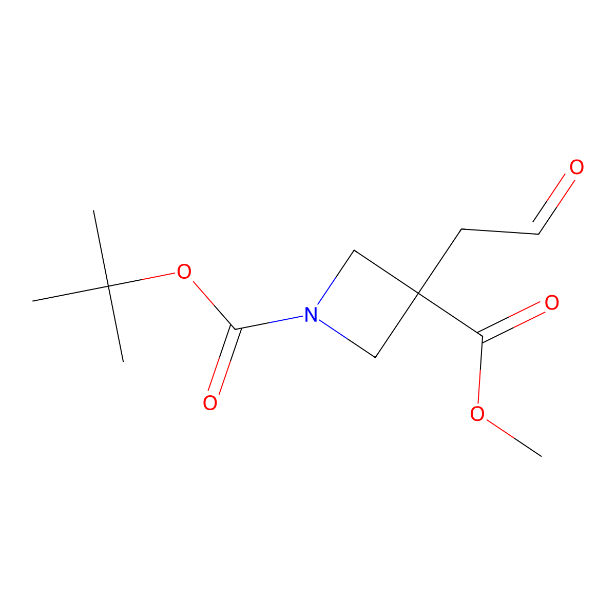 1-Tert-butyl 3-methyl 3-(2-oxoethyl)azetidine-1,3-dicarboxylate molecular structure, CAS 1821397-76-5