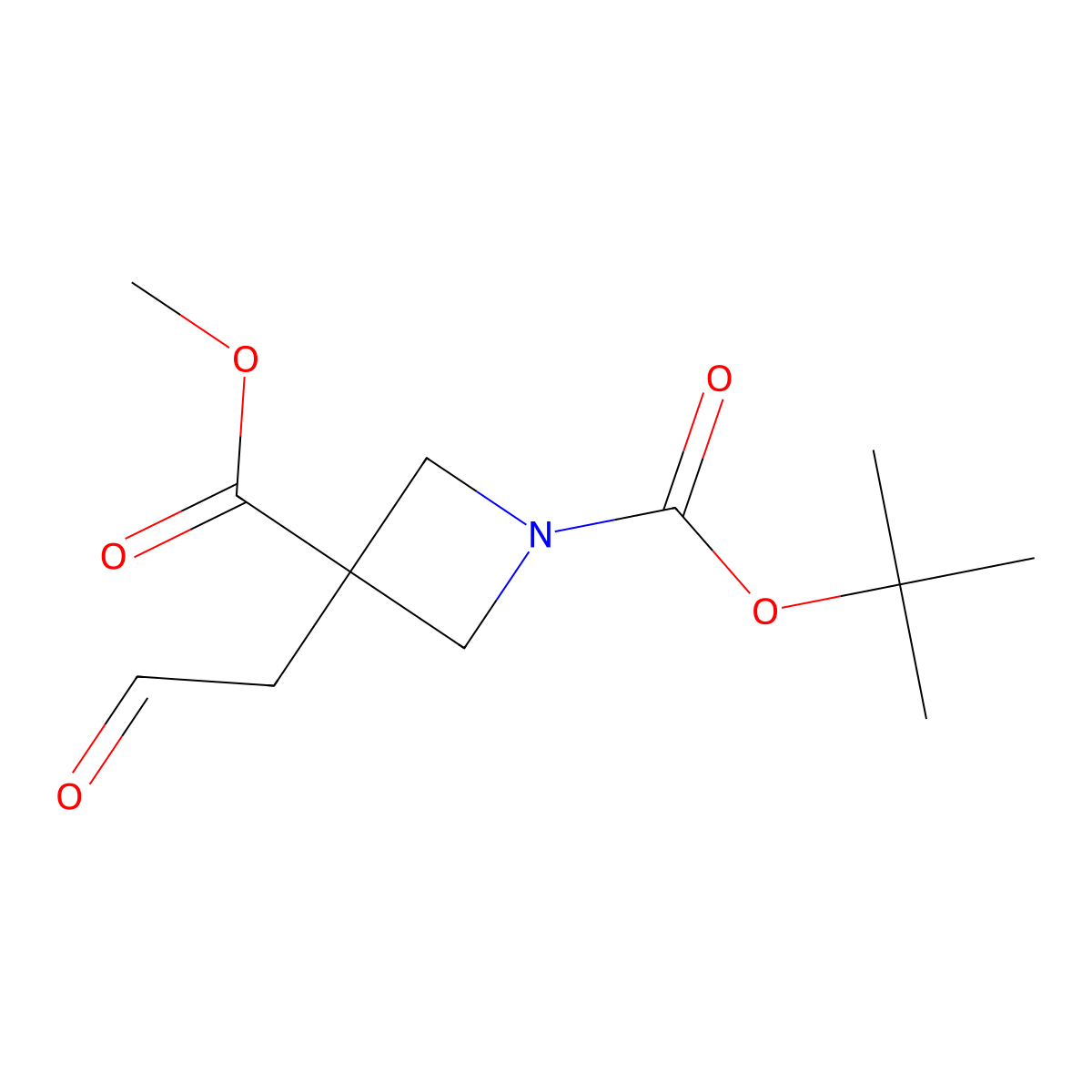 1-Tert-butyl 3-methyl 3-(2-oxoethyl)azetidine-1,3-dicarboxylate molecular structure, CAS 1821397-76-5