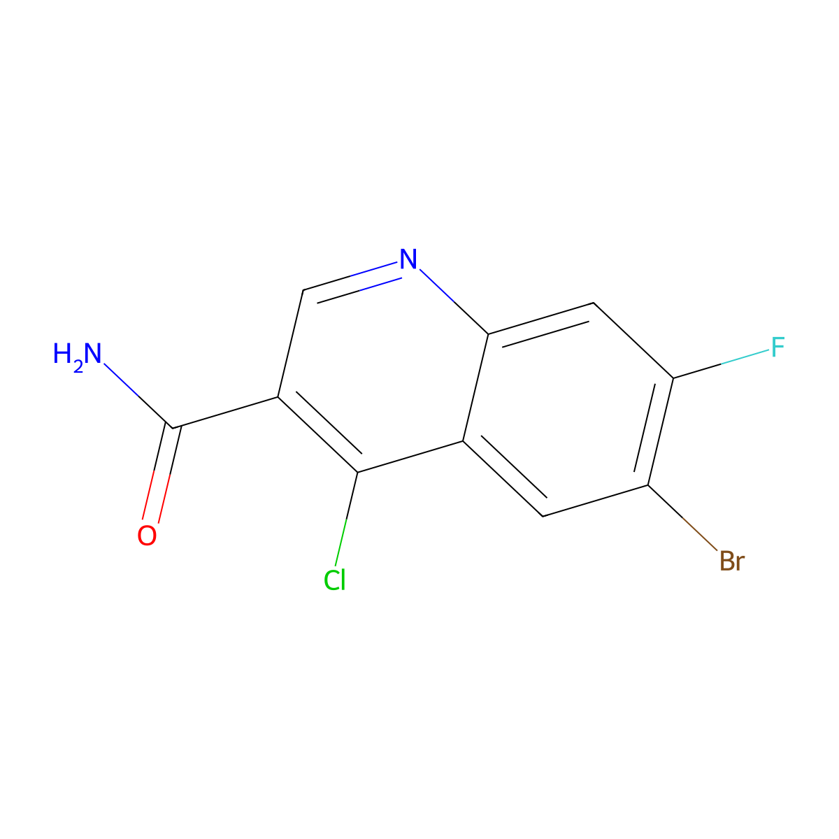6-Bromo-4-chloro-7-fluoroquinoline-3-carboxamide molecular structure, CAS 1821429-67-7