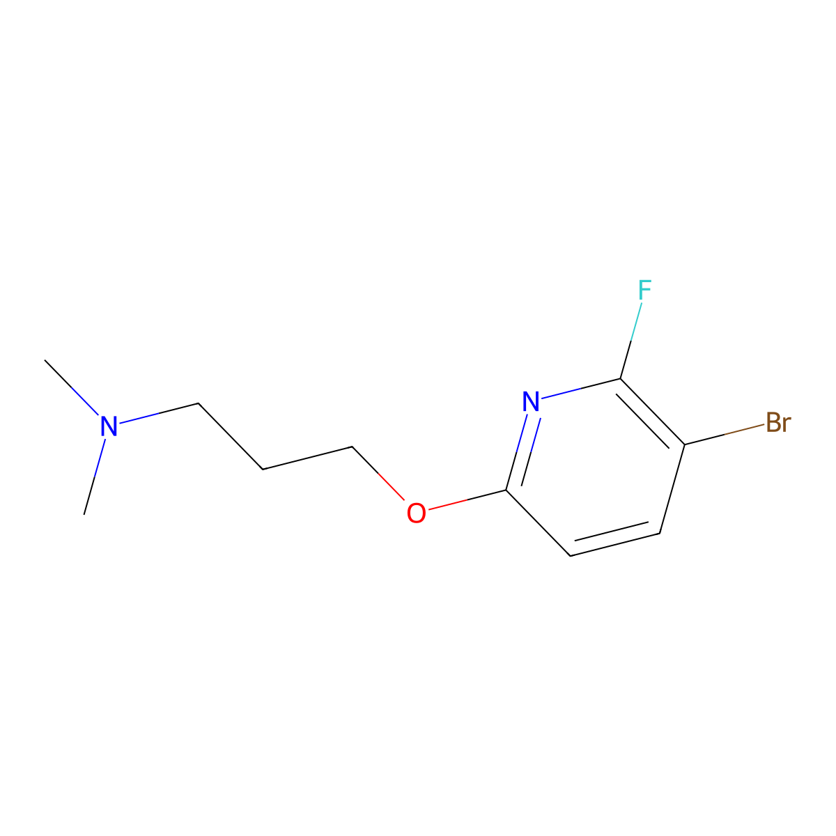 3-(5-bromo-6-fluoropyridin-2-yl)oxy-N,N-dimethylpropan-1-amine molecular structure, CAS 1821429-78-0
