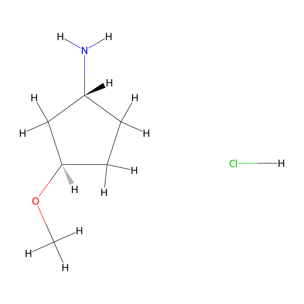 (1R,3R)-3-Methoxycyclopentan-1-amine hydrochloride molecular structure, CAS 1821430-32-3