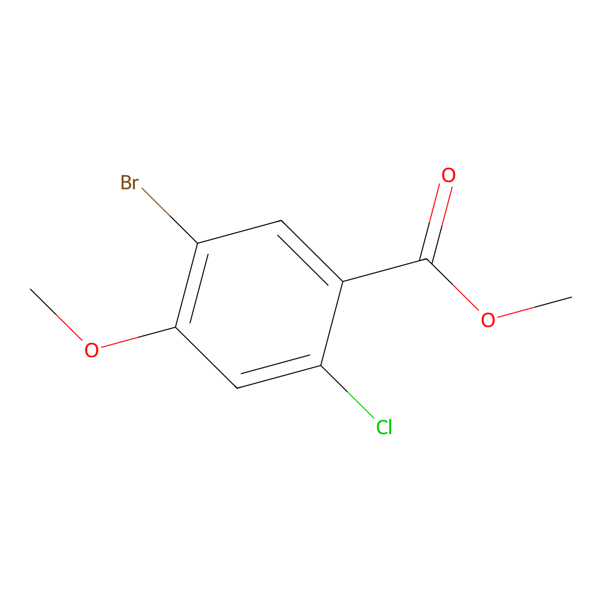 Methyl 5-bromo-2-chloro-4-methoxybenzoate molecular structure, CAS 1821493-72-4